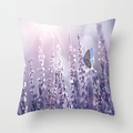 Federa per cuscino quadrata con stampa di farfalla blu e fiori viola delicati - 45x45cm / Farfalla Blu Floreale Viola Retroilluminato (DRD346-22)