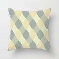 Retro geometric lattice square pillowcase with grey-green and cream yellow arc pattern - 45x45cm / Arc Rhombus Lattice (DRD441-17)