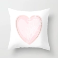 Detail of soft white square pillowcase with pink heart and gold outline floral pattern - Pink Heart Floral Sketch Style (DRD377-7)