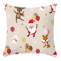 Cartoon Christmas animal cushion cover with Santa and reindeer on beige background - 45x45cm / Beige Animals with Balloons Style (DRD207-20)