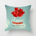 Valentine's Day pillow case with red heart balloon design on a blue marble texture - 18x18 Inch / Light Blue Cloud Red Heart Balloon Art Style (DRD369-11)