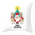 Christmas pillowcase with Santa, llamas and Merry Christmas text on white fabric - 45x45cm / Alpaca and Santa Claus Style (DRD207-21)