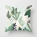 Housse de coussin de plage géométrique rose avec feuilles tropicales et motifs floraux - Feuilles Vert Menthe Géométrique (DRD347-13) / 45x45cm