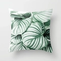 Housse de coussin géométrique rose avec motif de feuilles de Calathea pour canapé - Calathea Vert Réaliste (DRD347-14) / 45x45cm