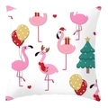 Pink Christmas flamingo pillowcase with festive holiday patterns for home decor - 45x45cm / Pink Flamingo Christmas Style (DRD207-23)