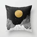 Modern abstract mountain cushion cover with gold sun and marble texture on grey background - 18x18 Inch / Design 28