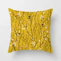 Cuscino decorativo quadrato giallo con motivo floreale su sfondo grigio - Motivo di Fiori Selvatici allo Zenzero (DRD374-5)