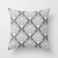 Modern grey and white Damascus geometric pattern peach skin pillow case cover - Damask Pattern (DRS363-13)