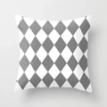 Modern grey and white harlequin diamond pattern square peach skin pillowcase - Grey White Harlequin (DRS363-15)