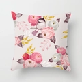 Floral pillow cover with pink birds and blossoms on a soft pastel background - Light Pink Background Floral and Bird (DRD175-14)
