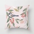 Floral bird decorative pillowcase in light pink with bird and pink berry print - Light Pink Background Tit and Berries (DRD175-15)