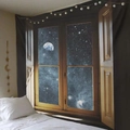 Starry galaxy tapestry with vintage wooden window view for bedroom wall decoration - 150x200cm / Starry Sky Window (GT10-3)