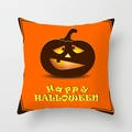 Halloween peach skin throw pillow cover with orange pumpkin and Happy Halloween text - 18x18 Inch / Orange Pumpkin Style (DRD206-1)
