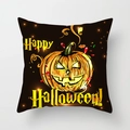 Halloween pumpkin pillowcase with Happy Halloween text on peach skin fabric - 18x18 Inch / Dark Pumpkin Lantern (DRD206-4)
