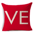 Rode linnen kussenhoes voor Valentijnsdag met LOVE-opdruk op witte basis - Rode VE Letter Stijl (YMD211-2)
