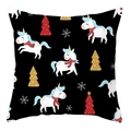 Christmas dog car pillowcase with cartoon unicorn and tree print on black background - 45x45cm / Black Unicorn Christmas Style (DRD207-32)