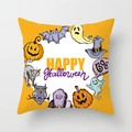 Halloween peach skin throw pillow cover with orange pumpkin, bat, and cat patterns - 18x18 Inch / Orange Mixed Halloween Elements (DRD206-6)