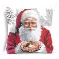 Federa per cuscino quadrata con Babbo Natale, uccellino e paesaggio innevato - Dy01-3 / 45x45 cm