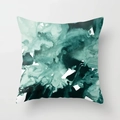 Abstract geometric oil painting pillowcase in turquoise tones with soft velvet texture - Cyan Green Ink Texture Style (CRD22-5) / 45x45CM (No Core)