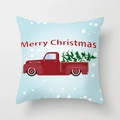 Blue Christmas pillow cover with vintage red truck and Merry Christmas festive print - 45x45cm / Light Blue Red Truck Christmas Style (DRD207-35)