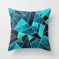Nordic peach skin throw pillow cover with blue and black geometric triangle patterns - Modern Matte Geometric Patchwork Style (DRD386-9)