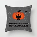 Dark gray Halloween pillowcase with orange pumpkin, spider, and Happy Halloween text - 18x18 Inch / Dark Grey Pumpkin Bow Tie (DRD206-7)