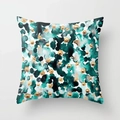 Nordic green geometric pillowcase with emerald watercolor ink and gold dots design - Ink Dyed Gold Dot Art Decor Style (DRD386-10)