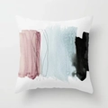 Short plush square pillowcase with abstract purple and blue watercolor oil painting design - Pink Purple Blue Black Watercolor Strokes Style (CRD22-7) / 45x45CM (No Core)