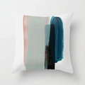 Short plush cushion cover with peach pink and green abstract geometric oil painting patterns - Peach Pink Green Navy Brush Strokes Style (CRD22-8) / 45x45CM (No Core)