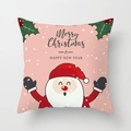 Pink Christmas pillowcase featuring Santa Claus with Merry Christmas holiday greeting - 45x45cm / Light Pink Santa Claus Style (DRD207-36)