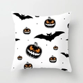 Halloween peach skin pillowcase with black bats and glowing Jack-O-Lantern patterns - 18x18 Inch / White Bat Pumpkin (DRD206-10)