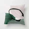 Abstract geometric art pillow cover with dark green and blush pink blocks on white - Dark Green Pink Color Block Minimalist Style (CRD22-10) / 45x45CM (No Core)