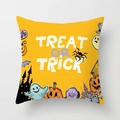 Halloween peach skin pillowcase with yellow Trick or Treat cartoon print - 18x18 Inch / Yellow Halloween Illustration (DRD206-14)