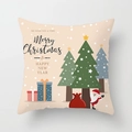 Christmas dog car pattern throw pillow cover in beige with tree and snowflakes print - 45x45cm / Beige Gift Box Christmas Style (DRD207-37)