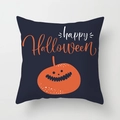 Dark blue Halloween pillowcase with Happy Halloween text and orange pumpkin illustration - 18x18 Inch / Dark Blue Pumpkin Text (DRD206-16)
