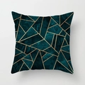 Nordic peach skin throw pillow cover with green geometric watercolor and gold lines - Modern Minimalist Art Geometric Stitching Style (DRD386-16)