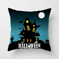 Halloween peach skin pillowcase featuring haunted house and graveyard moonlit scene - 18x18 Inch / Dark Haunted House (DRD206-18)