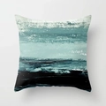 Abstract geometric oil painting cushion cover with teal and black artistic brushstrokes - Dark Teal Black White Abstract Oil Style (CRD22-16) / 45x45CM (No Core)