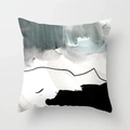 Abstract geometric oil painting pillowcase with minimalist grey and black brushstrokes - Black White Gray Minimalist Strokes Style (CRD22-18) / 45x45CM (No Core)
