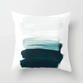 Short plush throw pillow cover with abstract geometric oil painting style in navy and mint - Mint Green Navy Abstract Strokes Style (CRD22-19) / 45x45CM (No Core)