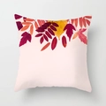 Pink autumn throw pillow cover with colorful falling maple leaves pattern for home decor - Pink Background Autumn Leaves Style (DRD356-12)