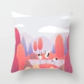 Square autumn maple pillow cover with crane landscape illustration for home sofa - Red-crowned Crane Natural Landscape Style (DRD356-13)