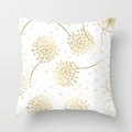 Housse de coussin carrée blanche avec imprimé pissenlit doré et motif élégant - Fleurs de Pissenlit Dorées