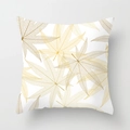 Housse de coussin carrée avec motif de nervures de feuilles dorées sur tissu blanc - Feuille à Veine Fine Dorée
