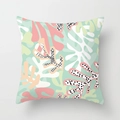 Federa per cuscino stile Matisse con motivi astratti di corallo rosa e verde menta - Blocco Geometrico Corallo (DRD391-1)
