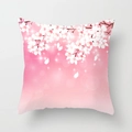 Peach skin fabric square pillow cover featuring elegant pink gradient cherry blossom print - 45x45cm / DRD72-26