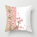 Pink cherry blossom pillow case with patchwork background of beige and white tones - 45x45cm / DRD72-27