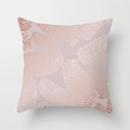 Square peach skin pillowcase in Morandi pink with rose gold fern leaf patterns - Morandi Pink Fern Plant (DRD389-16)