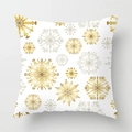 Housse de coussin carrée avec flocons dorés et argentés festifs sur fond blanc pur - Flocons de Neige Or Argent