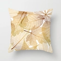 Housse de coussin décorative blanche avec motifs de feuilles d'automne dorées élégantes - Feuilles Orange d'Automne